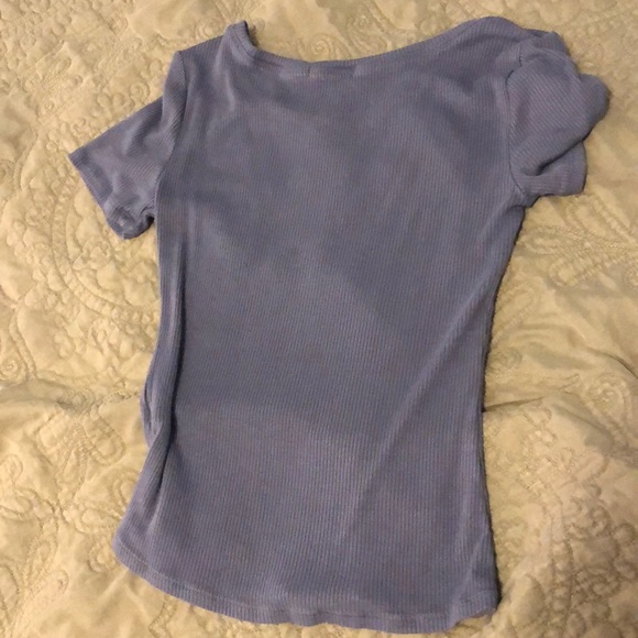 Plain Blue Charlotte Russe Ribbed Tee - Picture 4 of 4